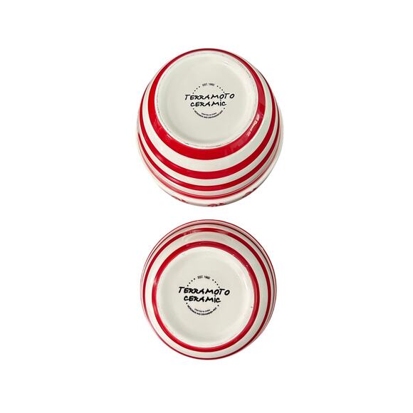 Small Red and White Christmas Bowls Set of 2 - Picture 3 of 6